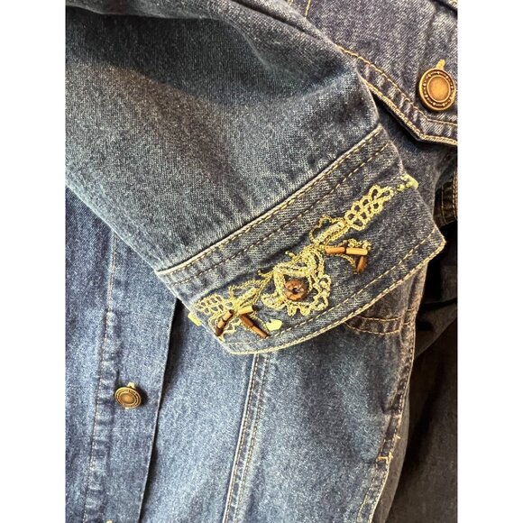 Denim & Co Jean Jacket Plus size 1X Trucker Coat Bling Cotton Y2K 90s - Picture 6 of 9